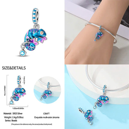 Hot Original 100% 925 Sterling Silver Chameleon Beads Firefly Charms Fit Original Bracelet DIY Jewelry Making Women's Gift