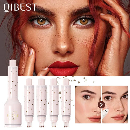 QIBEST Facial Freckle Stamp Pencil,Natural Makeup For Freckles,Dark Spots,Waterproof,Not Easy To Fade Concealer,Feminine Contour