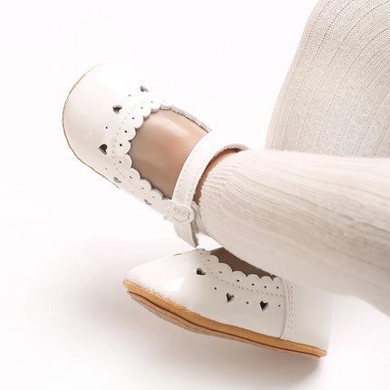 Solid Color Baby Girl Mary Jane Shoes With Soft Rubber Sole Anti Slip Spring And Autumn Princess Shoes Suitable For 0-18M Babies