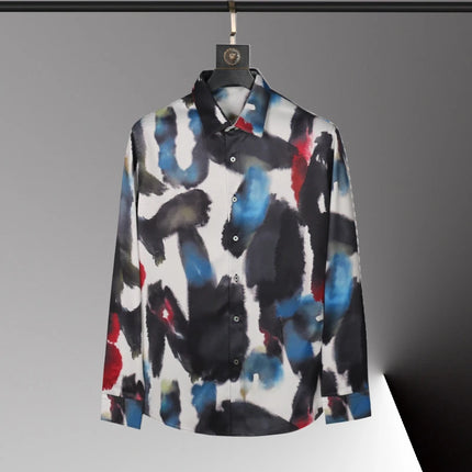 Men's shirt 3D printed geometric pattern men's shirt long-sleeved lapel casual top outdoor shopping shirt large size xs-6xl
