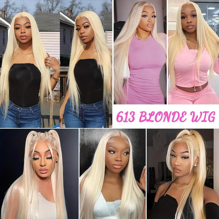 Blonde 613 Lace Frontal Wigs 4x4 Glosure Bone Straight 13X4 Lace Front Wigs 13X6 Human Hair Closure Wigs For Women 200 Density
