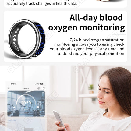 2026 Smart Ring with Touch Display Screen, Wireless Charging, Health Manager, 5 ATM Waterproof For Men Women Smart Rings R12 R08