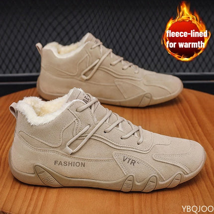 Large Size Autumn Winter Fashion Item with Plush and Thickened Warm Cotton Shoes for Outdoor Comfort Trendy Men's Cotton Shoes
