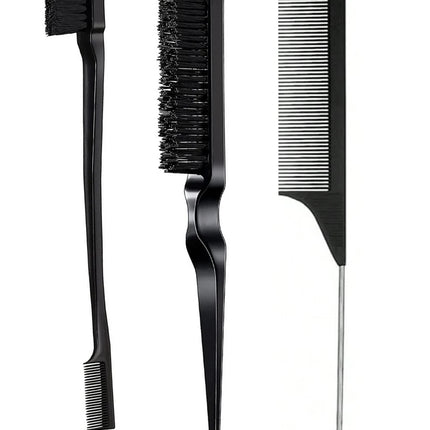 3-Piece Hair Styling Comb Set with Triple Tear Hair Brush, Mouse Tail Comb Edge Brush, Salon Hair Styling Tool, Hair Tail Tool