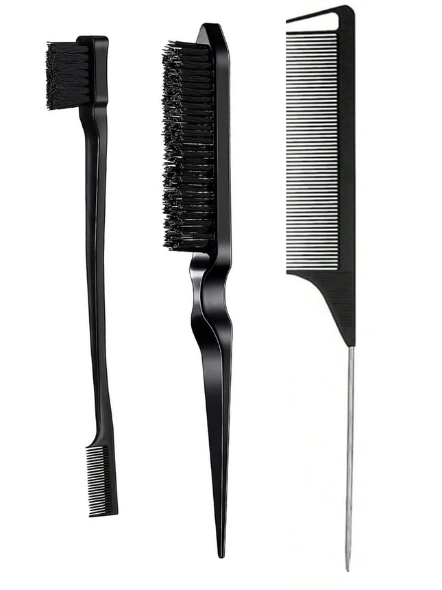 3-Piece Hair Styling Comb Set with Triple Tear Hair Brush, Mouse Tail Comb Edge Brush, Salon Hair Styling Tool, Hair Tail Tool