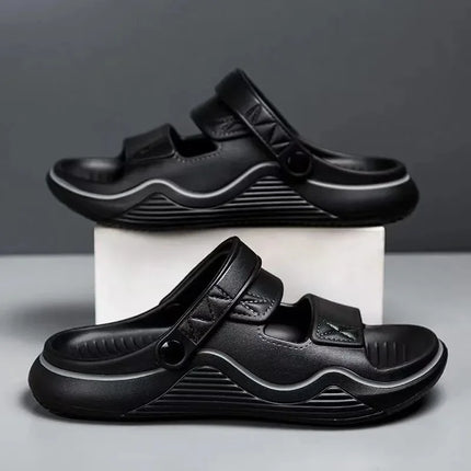 Men's Summer Outdoor Sandals Anti-Slip Beach Thick Bottom Color Block Soft Comfortable Sports Slippers PVC Material Leisure Styl