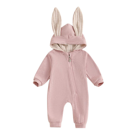 Newborn Baby Romper Jumpsuit, Autumn/Spring Casual Cute Rabbit Ears Long Sleeves Bodysuit 0-24M