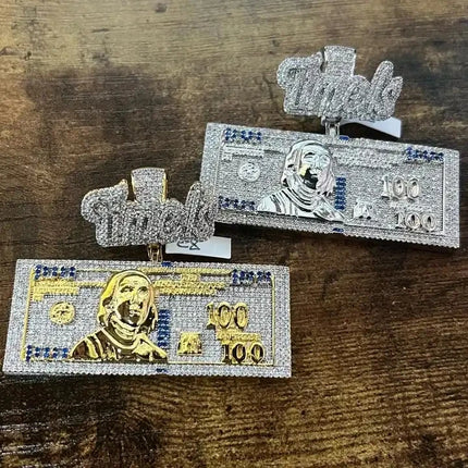 2025 New Trend Time Is Money Dollar Pendant Necklace Iced Out Bling Cubic Zirconia Charm Men Women Fashion Hip Hop Gifts Jewelry