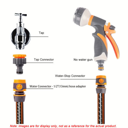 2m/6.56ft Quick Connect Garden Hose - 1/2 Inch Extension with Shower Nozzle for Watering, Pet & Car Washing