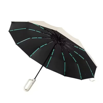 Double Keel Ring Buckle Fully Automatic Folding Umbrella Sunny Rainy Dual-use Wind and Uv Protection Sunshade Travel Casual,1PC