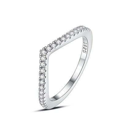 Original 925 Sterling Silver Ring Love Heart Wishbone Moon Sun Rings Crystal Rose Gold For Women Wedding Gift Luxury Jewelry