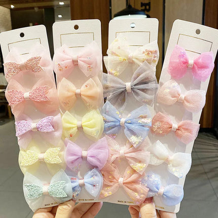 5PCS/Set Korean Baby Hairpins Mesh Gauze Bow Girl Princess Hair Clips Sweet Flower Barrettes Kids Hair Accessories Headwear