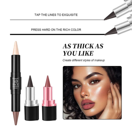 5D Perfect Makeup Set With Contouring Stick Eyeliner And Lipstick Easy Coloring Sweat-proof Long Lasting Daily Makeup Set