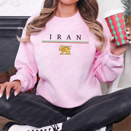 Iran Lion and Sun Sweatshirt Iranian Flag Crewneck Pullover Unisex Winter Clothes Women Y2k Clothes Streetwear Women Hoodie Tops