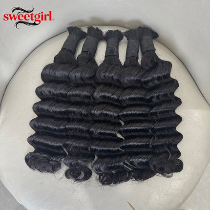 Human Braiding Hair For Boho Braids Deep Wave Human Hair For Boho Braids Curly Braiding Hair 12-30 Inch Remy Hair Brazilian 12A