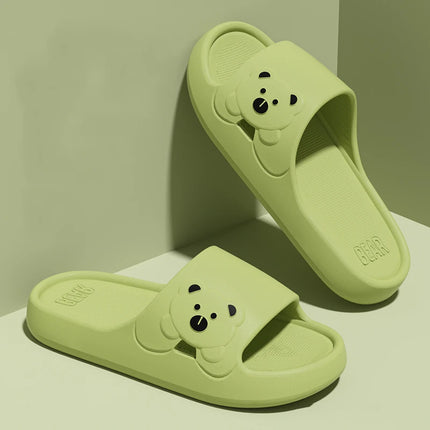 Fashion Women's Slippers Indoor Soft Sole Cartoon Bear Slides Bathroom EVA Outdoor Men Summer Beach Flip Flops Shoes Couple