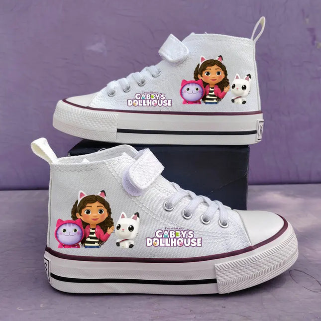 New Gabby's Dollhouse Children's Shoes Student High Top Canvas shoes Girls Anti-slip Outdoor Shoes Kids Sport Shoes