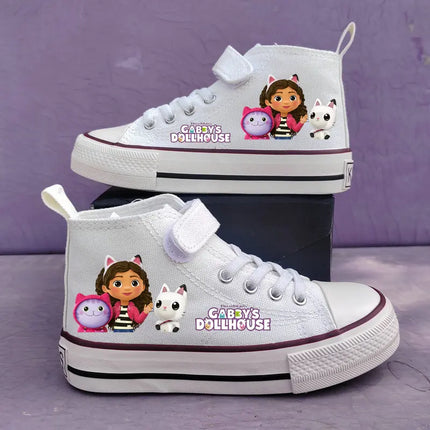 New Gabby's Dollhouse Children's Shoes Student High Top Canvas shoes Girls Anti-slip Outdoor Shoes Kids Sport Shoes
