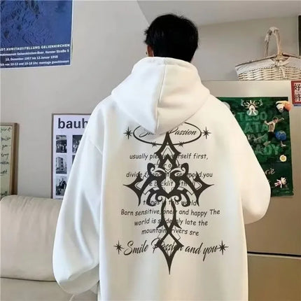 【M-8XL】Autumn/Winter American Retro Cross Hoodie for Men's Trendy High Street Fashion Loose Oversized Hoodie Jacket Men