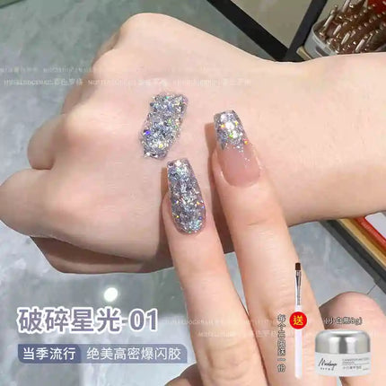 MUSELUOGE 12color Broken Starlight Glitter Gel Nail Polish Explosion-flash Semi Permanent Soak Off UV Nail Gel For Nail Salon
