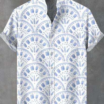 Chemise à manches longues et col montant pour homme, nouvelle collection printemps-automne, imprimée en 3D, rayures irrégulières