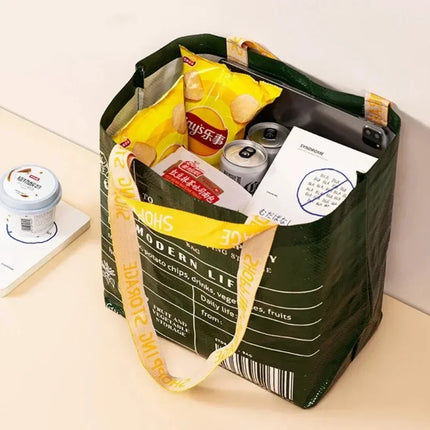 Foldable Reusable Eco Shopping Tote Bag for Women, Large Grocery Produce Bag with Pocket, Lightweight Durable Handbag