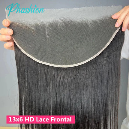 Phashion Real HD Full Long 13x6 Lace Frontal Only Kinky Curl Straight Loose Deep Water Wave Pre Plucked Swiss Closure Human Hair
