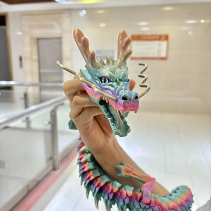 85Cm/33.46In Super Large Open-Mouth Chinese Dragon Moveable Joints Animal Model Home Desktop Decoration Ornament Gift Collectible Statue