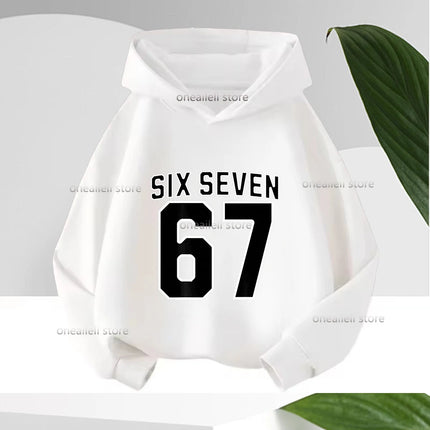 Spring Autumn Graphic Funny 67 Children's Hoodies Sweatshirt Casual Hip Hop Long-sleeve Fleece Boy Girl Kid Warm Hooded Pullover