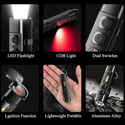 Mini Keychain LED Flashlight USB Rechargeable Waterproof Magnetic EDC Torch Pocket Light for Outdoor Camping Hiking Emergency