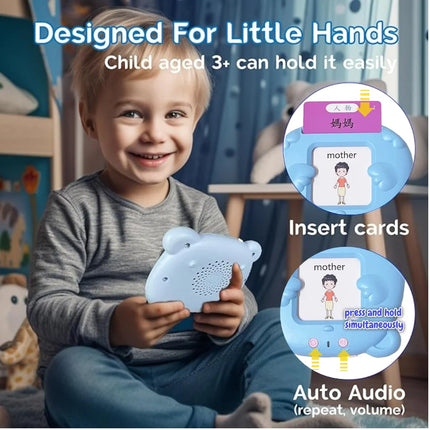 Cantonese Mandarin English Talking Flash Cards, Trilingual Learning Flashcard Toys  for Toddlers, 510 Sight Words,birthday gift