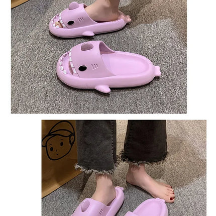 New Shark Slippers for Women Men Shoes Shark Flip Flops Beach Slides Female Home Slipper Bathroom Non-Slip Thick Sandals Couples