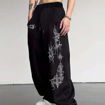 Men's Casual Sports Joggers | Spiked Cross Print | Drawstring Cuffed | S-3XL | Daily Wear