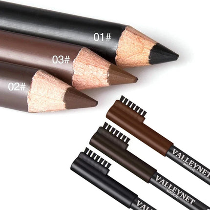 Ultra-fine Wooden Eyebrow Pencils with Brush Black and Brown Series, Matte Finish, Long-lasting Waterproof Formula Eye Makeup
