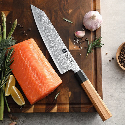 XINZUO 8.5" inch Bunka Knife High Carbon Damascsus Steel Kitchen Cooking Knife Professional Multipurpose Meat Vegetable Cleaver