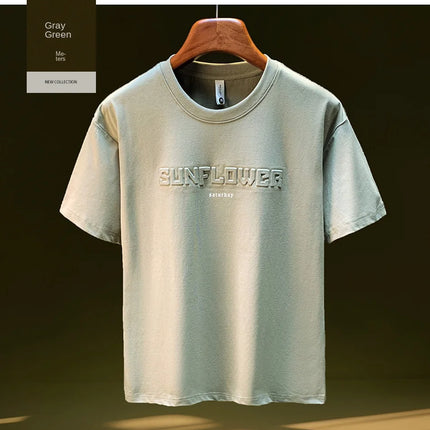 Men's short-sleeved T-shirt, new for summer 2025, American fashion brand T-shirt, loose fit, five-quarter sleeve top