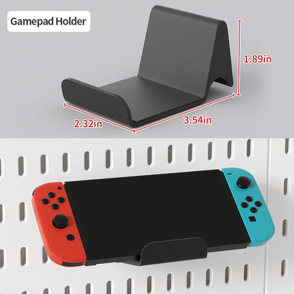 Nordic-Style Wall-Mounted Storage Pegboard: Drill-Free Headphone & Keyboard Stand for Gaming/Study Rooms, Also for Display