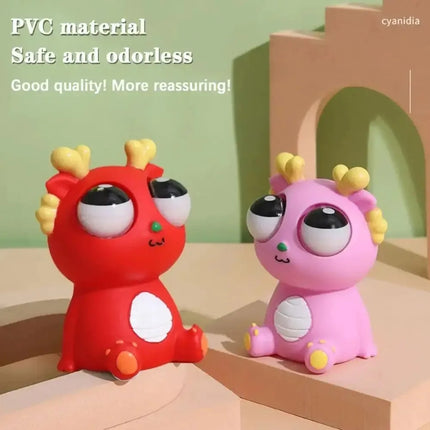 Cute Big Eyed Dragon Squishy Toy - Pop Eyes Fidget Keychain for Stress Relief Sensory Toy for Kids & Adults, Anxiety Relief Gift