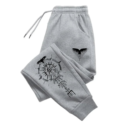 Autumn Winter Men Casual Pants Comfort Joggers Sporty Sweatpants Outdoor Raven Runes Design 2025 New Fashion Trend