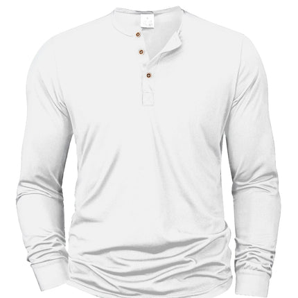 Mens Long Sleeve Henley Neck T-shirt Slim Fit Bottoming Tshirt Casual Button Shirt Comfortable Fitness Tee Cozy Top
