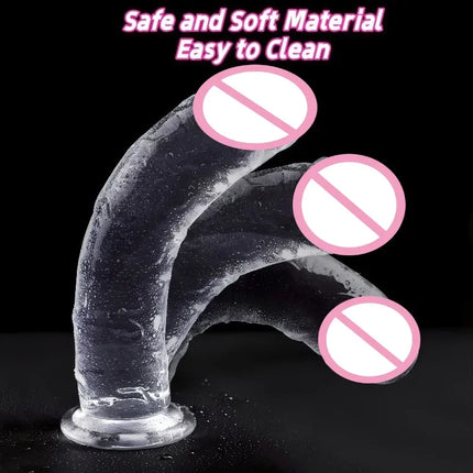 Anal Butt Plug Jelly Big Dick Soft Dildo Masturbator Realistic Soft Jelly Suction Cup Penis Adult Sex Toy for Women and Men 18+