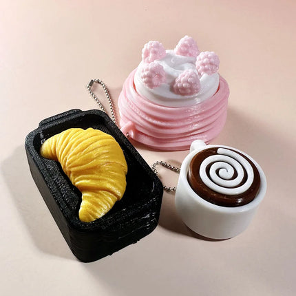 Calming Keychain Keys Finger Button Anti-stress Toys Strawberry Cake Ice Funny Decompression Gifts for Children Adults
