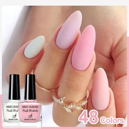 MEET ACROSS 8ml Glass Bottle Water-Based Peel Off Nail Polish Spring Summer Colorful Glitter Nail Art Varnish No Need Lamp