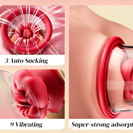 Breast Massage Vibrator with Suction Head Tongue Clitoris Stimulator AV Breast Corrector Female Self Pleasure Toy