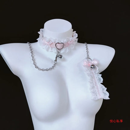 Women Butterfly Knot Bell Nipple Clip Cute Clamp Pink Collar with Traction Sexy Accessory Chest Chain Restraint Adult Sex Toys