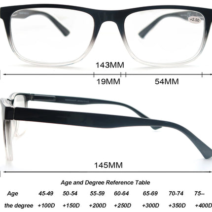 Oversized Reading Glasses Men Big Head Readers Women XL Eyeglasses Wide Square Large Read Glasses With Spring Hinge Clear Vision