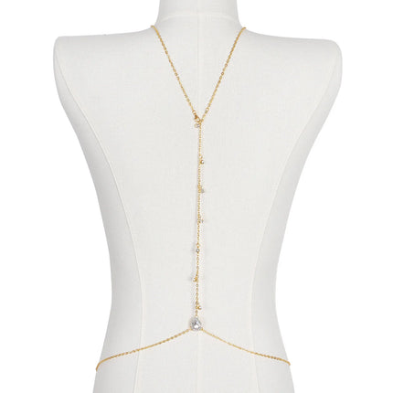 Sexy and fashionable water droplet pendant back chain nightclub party charm women's body chain