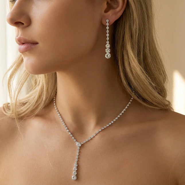 Luxury Bridal Pearl Jewelry Sets for Women Silver Color Crystal Leaf Necklace Earrings Wedding Prom Party Accessories 2026 Trend