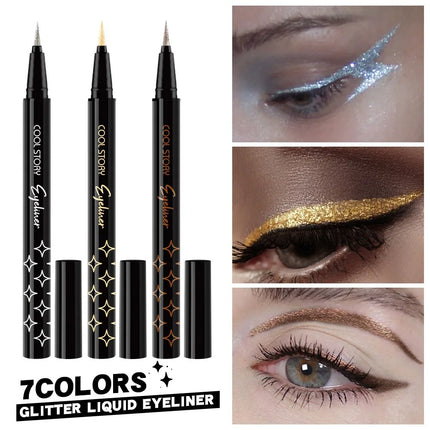 Waterproof Glitter Eyeliner Pen Eye Shadow Stick Long-Lasting Quickly Dry Diamond Shining 9-color Liquid Eyeliner Big Eye Makeup