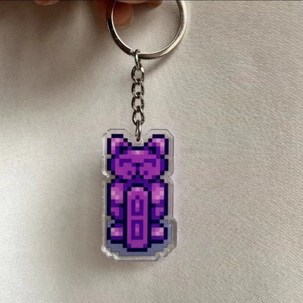 Game Stardew Valley Junimos Stardrop Cosplay Keychain Kawaii Acrylic Pixel Pendant Keyring Key Chain Bag Accessories Gift Prop